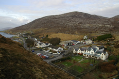 View over West Tarbert with Harris Hotel in foreground