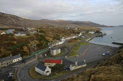 View over East Tarbert showing ferry terminal 